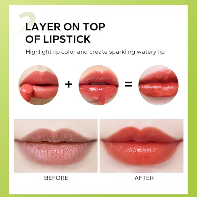 Beauty Glazed Big Brush Head Lip Oil, Ultra-Hydrating & Nourishing, Smooth Glossy Finish Lip Glow Oil, Shiny and Vegan Tinted Lip Gloss, Non-Sticky Formula (1, 106# FUSE)