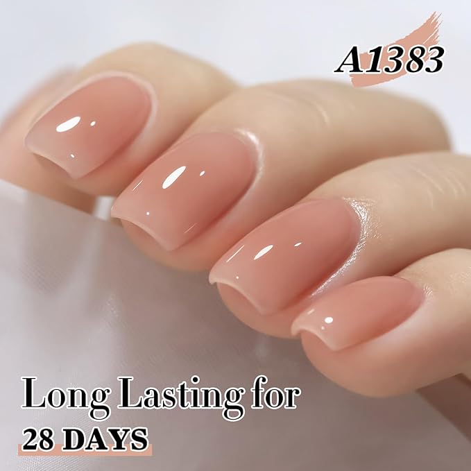 Double Rhythm Gel Polish Translucent Sheer Neutral Natural Light Milky Same Color Same Bottle 15ML Jelly Polish Art DIY at Home (Milky Light Nude-A1383)