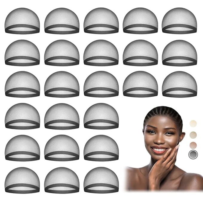 HD Wig Caps for Women, Sheer Wig Caps for Lace Front, Black 24 PCS