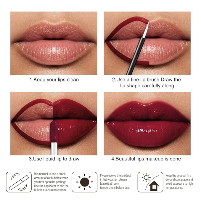 Kaely Longwear No-Budge Lipstick for Women, Highly Pigmented Liquid Lip Color Makeup, Non-Transfer Lip Gloss Stain Waterproof Smudge Proof 24 Hour, Instant Shine, Vegan & Cruelty-Free, 02 ROYA