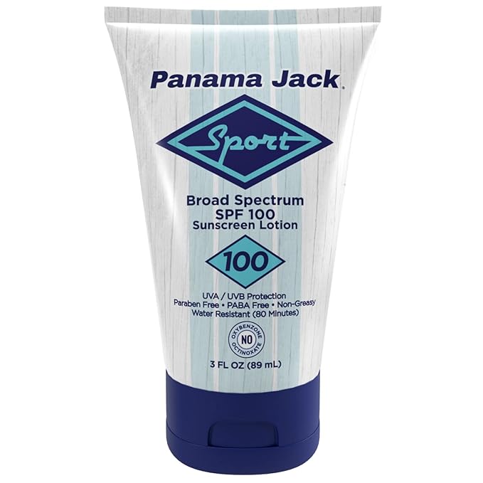 Panama Jack Sport Sunscreen Lotion - SPF 100, Broad Spectrum UVA/UVB Protection, Non-Greasy, PABA, Paraben, Gluten & Cruelty Free, 3 FL OZ (Pack of 1)