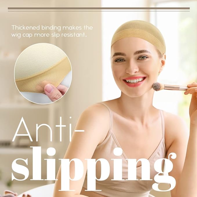 Stocking Wig Cap for Women, Stretchy Nylon Hair Cap for Wig, Beige 24 PCS
