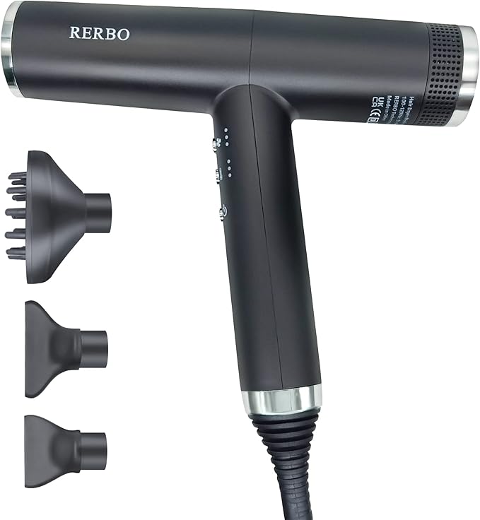 Professional Ionic Hair Dryer High-Speed 110000 RPM Low Noise Temperature Control Portable Negative Ionic Blow Dryer with Diffuser and Concentrator for Home, Travel and Salon