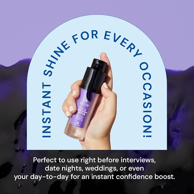SNOW Teeth Brightening Purple Serum | Gentle & Enamel Safe Instant Brightening for Brighter Smile | Dental Care, Hygiene, & Tooth Care Bright Smile for Events Daily Confidence 2 Month Supply