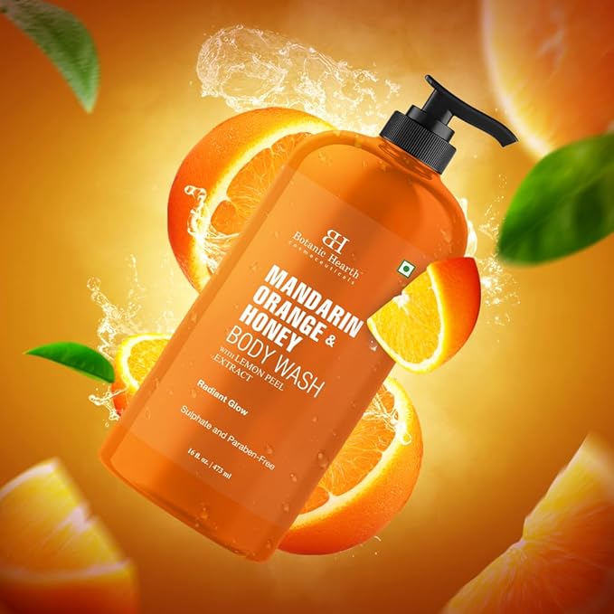Botanic Hearth Mandarin Orange & Honey Body Wash – Refreshing Shower Gel with Lemon Peel Extract, Brightening & Hydrating Formula, Sulfate & Paraben Free – 16 fl oz