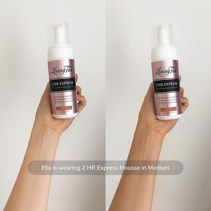 Loving Tan 2 HR Express Mousse, Medium - Streak-free, Natural Tan, Up to 5 Applications, Cruelty-Free, Dermatologist-Tested, 6.7 FL Oz