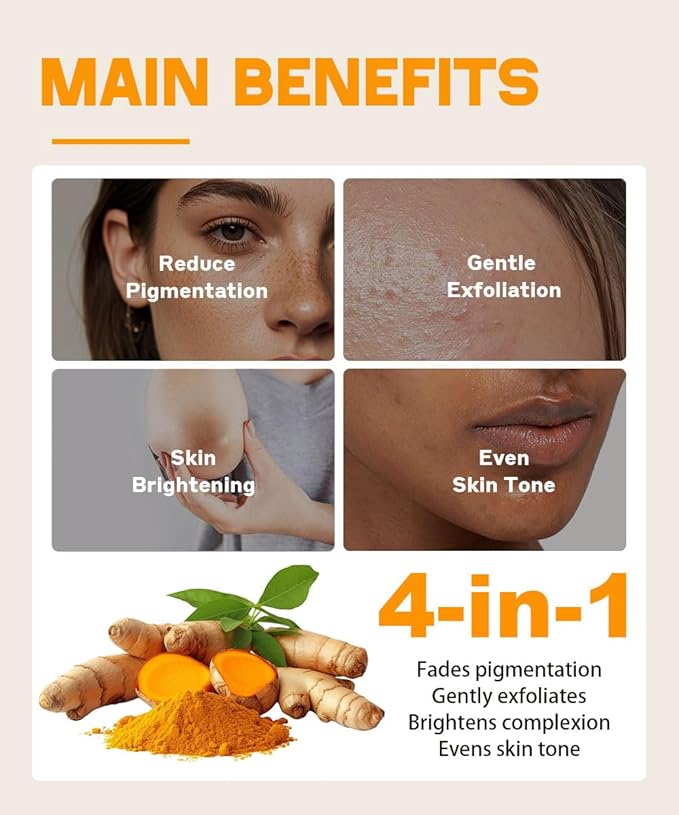 Sesamebaby Turmeric Kojic Acid Soap for Dark Spot, Brighten Skin Face and Body Cleanser with Shea Butter, Vitamin C, Moisturizing Natural Skincare（2pcs）