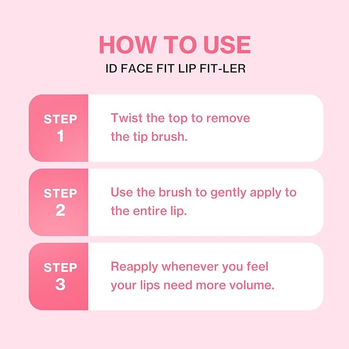 idplacosmetics ID.AZ Face Fit Lip Fit-Ler (Pink) 0.12 fl.oz (3.5 g) — Hydrating Tinted Lip Plumper Gloss with Maxi-Lip Peptide Sheer Pink, Glass-Like Finish Layerable Korean Lip Gloss.
