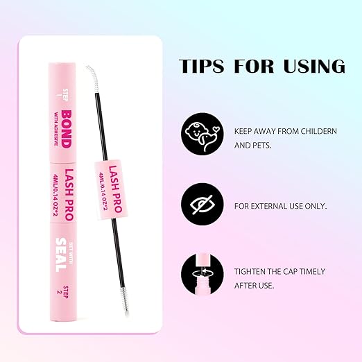 SY-SHUYING White Lash Bond and Seal for Eye lash Cluster, Long Lasting, Comfortable, Waterproof, 72H Super Flexible Hold Glue, 2-in-1 for Sensitive Eyes, Non Irritating, DIY Lash Cluster Kit 4ml+4ml