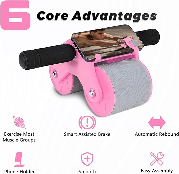 Automatic Rebound Abdominal Wheel Workout,2 Wheels