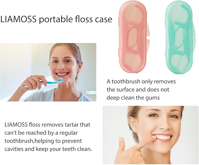 Mint Flavored Dental Floss Picks - Twin Line Floss Sicks 170 Count, with 4 Mini Travel Floss Case, Compact & Resealable for Easy Storage at Home or On-The-Go, Making Oral Care Simple(Green)