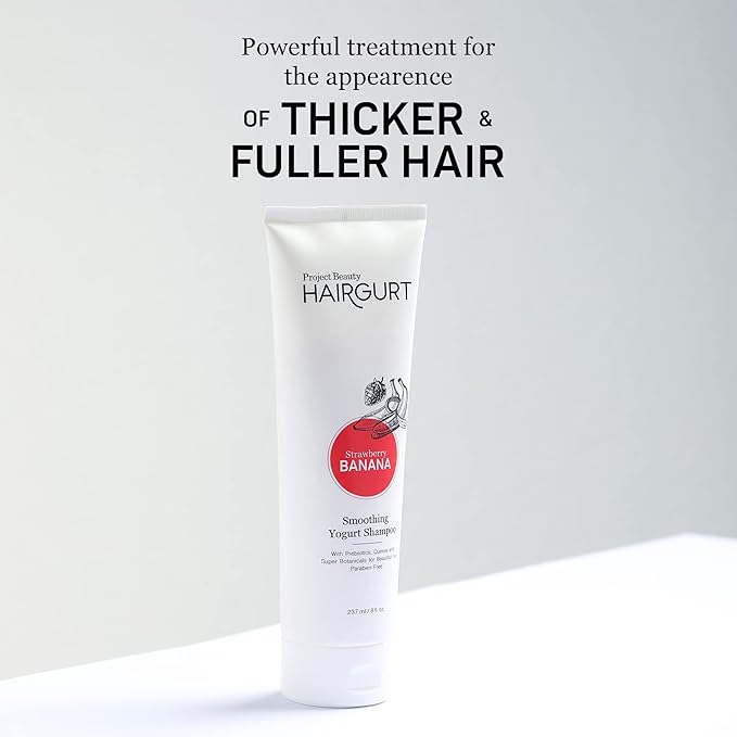 Strawberry Banana Smoothing Yogurt Shampoo – Frizz Control for Color-Treated Hair – Natural, Sulfate-Free, 8 oz