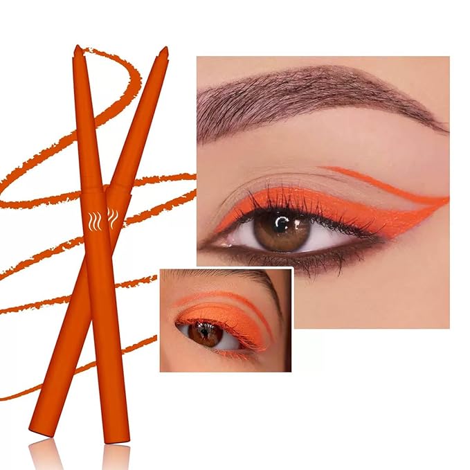 Orange Eyeliner Waterproof Retractable Orange Eyeliner Pencil Long Lasting Smudge-proof Hypoallergenic (orange 04#)