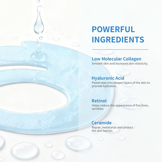 SPODARE OK Shape Eye Masks, 360° Fit Under Eye Patches with Retinol and Collagen, Firming & Hydrating Eye Mask for Wrinkles and Puffy Eyes, Self Care Gifts for Women - 18 Pairs, Happy Blue