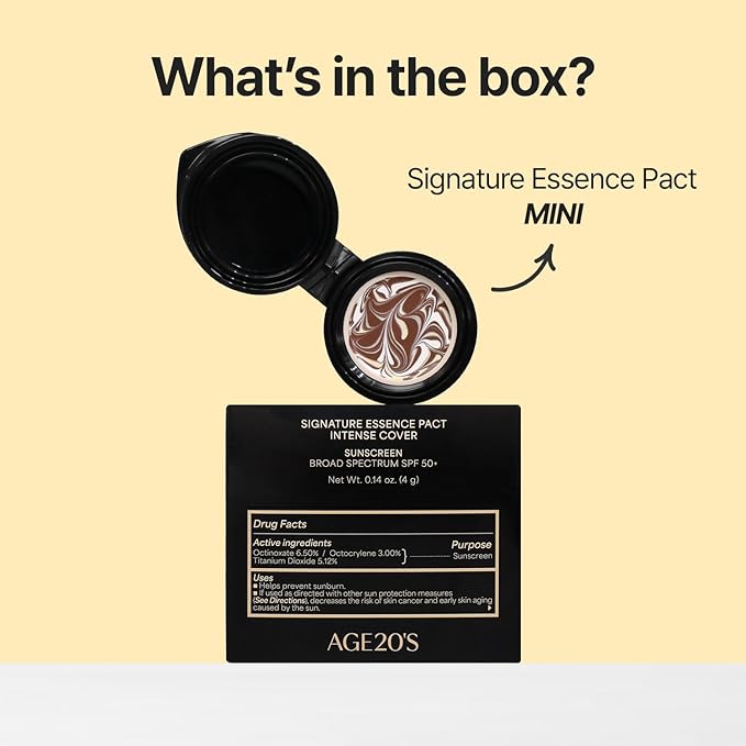 [MINI SIZE] AGE20'S Signature Essence Pact | 33N | Vegan Korean Cushion Foundation | Pack of 1 | Cream Foundation, Dewy & Glow Finish, Natural Coverage, SPF 50+ | 0.15 oz