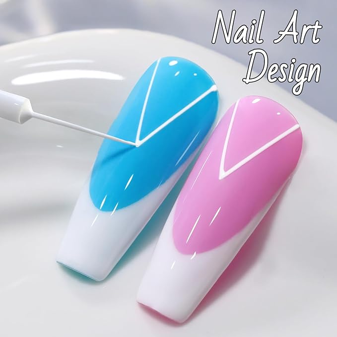 Double Rhythm 15 Ml Metallic Gel Liner Nail Art Bronze Mirror Chrome Painted Drawing Stripper 3D Effect Polish (White Liner Art -L1006)