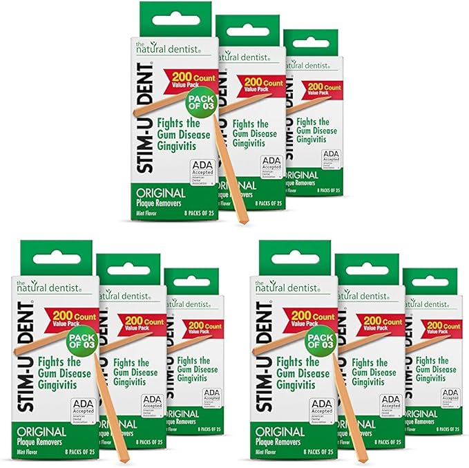 The Natural Dentist Stim-U-Dent Mint Dental Picks, Wooden Toothpicks for Food & Plaque Removal, Refreshing Mint Flavor, Travel-Friendly, 72 Packs of 25 Picks/Pack (600 Picks)