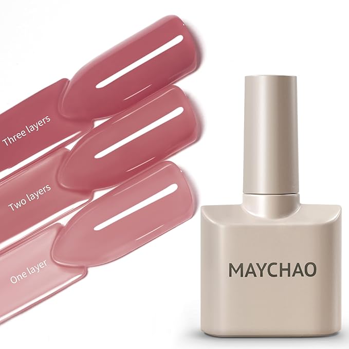 MAYCHAO 15ML Jelly Lady Rose Gel Nail Polish 1Pc Transparent Blush Pink Gel Polish Soak Off UV LED Translucent Nail Polish Nail Art Starter Manicure Salon DIY at Home, 0.5 OZ
