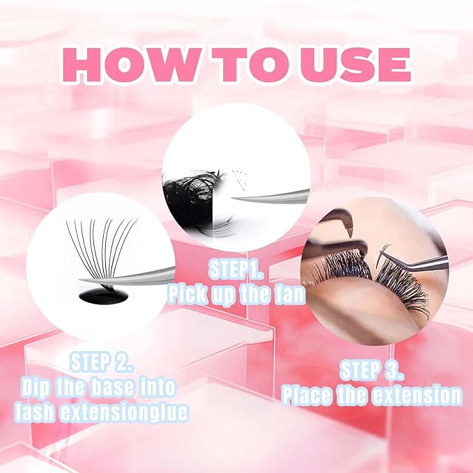 FADLASH Premade Fans Eyelash Extensions 300pcs 10D Premade Lash Fans C Curl Pre Made Fans Lash Extensions Volume Eyelash Extensions Premade Eyelash Fans Loose Fans (10D-0.07C-15-20mm)