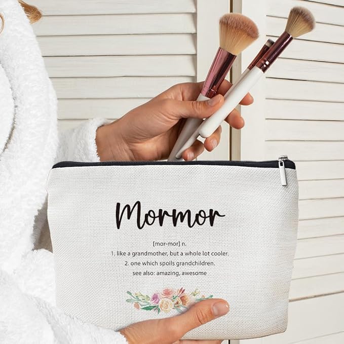 MOTERMATE Mormor Gifts Makeup Bag, Mormor Gifts for Christmas from Grandkids Cosmetic Bag for Women, Best Grandma Gift from Granddaughter Grandson Toiletry Bags Zipper Makeup Pouch
