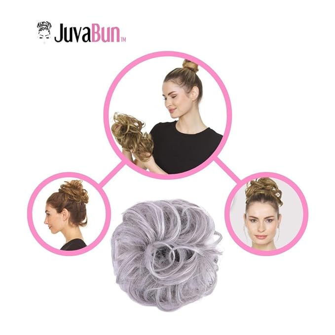 Juvabun Messy Bun 2.0 Light Gray Messy Bun Hair Extension Soft Lightweight Hair Bun Scrunchie for Women Everyday Wear