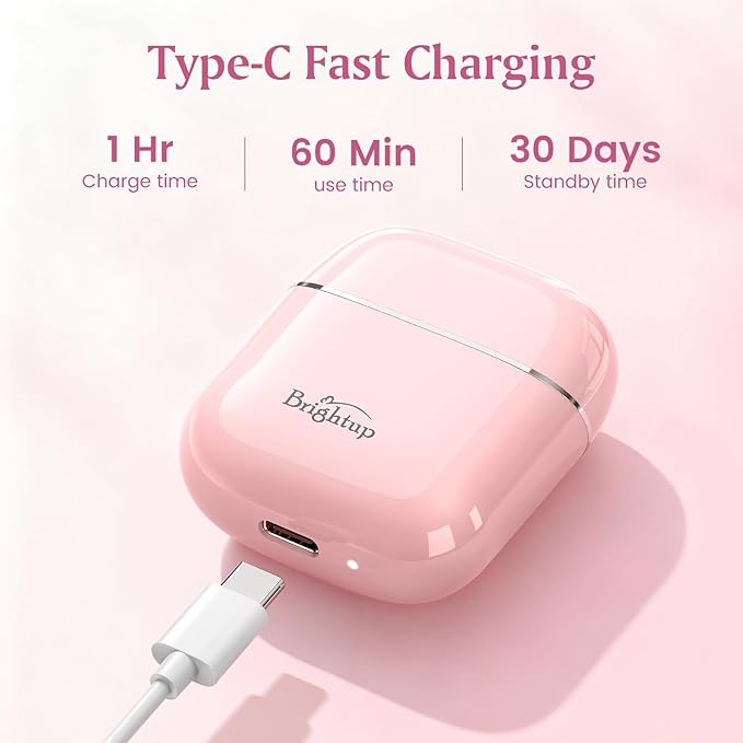 Brightup Facial Hair Remover for Women - Painless Electric Face Shaver for Peach Fuzz on Lip & Chin, USB-C Rechargeable & Waterproof, Mini Size Portable for Smooth Skin On-The-Go (Pink) (Pink)