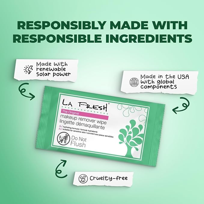 La Fresh Travel Lite Makeup Remover Cleansing Face Wipes – Facial Towelettes with Vitamin E for Waterproof Makeup – Individually Sealed Wrappers (Large 8 in x 7 in Cloth Size) - 1200 Count