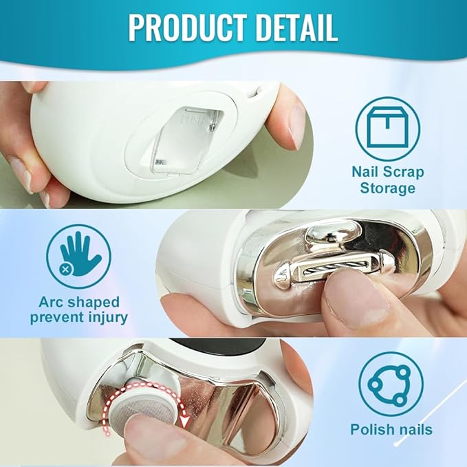 Electric Nail Clippers, 2026 New 3 in 1 Automatic Nail Trimmer & Polisher with Strong Power for Thick Nails, USB Rechargeable, LED Light and Low Noise for Adults and Seniors (White)