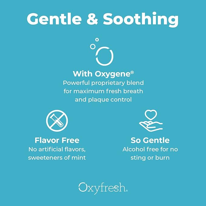 Oxyfresh Gentle Formula Unflavored Mouthwash for Adults – Ultra Sensitive Gums & Teeth – Non Mint, Zero Alcohol, Flavor Free – Fresh Breath. 16 oz