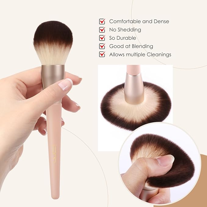 Brush Master Professional Face Makeup & Foundation Brush Set 5Pcs, Premium Base Brush Kit For Face, Foundation Brush Blush Brush Blurring Angled Liner Crease Brush