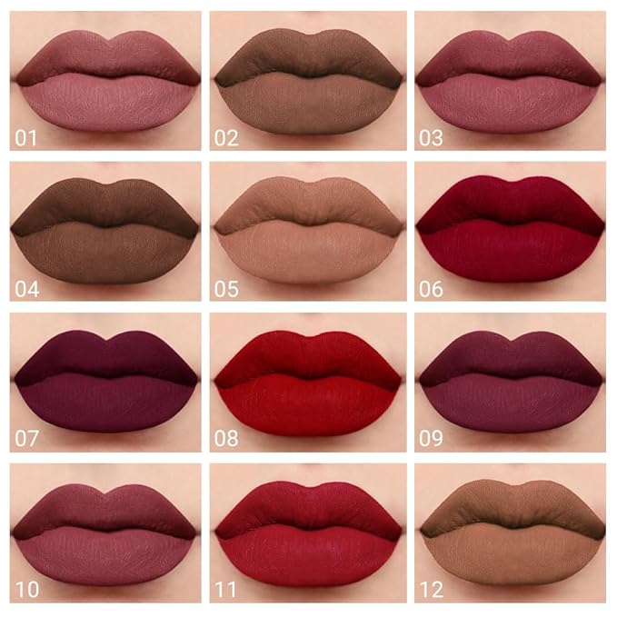 evpct 1Pcs Dark Sexy Red Matte Liquid Lipstick Lip Gloss Glossy Set for Black Women 24 Hour Silky Velvet Lipstick labiales matte larga duracion mate 24 horas originales 06#