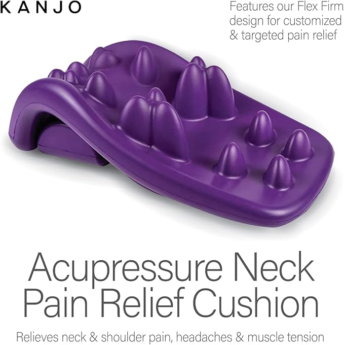 Kanjo Flex Firm Neck Cushion for Cervical Traction, Neck and Shoulder Relaxer, Neck Cervical Pillow with Acupressure Points for Pain Relief and Cervical Spine Alignment, Adjustable Firmness