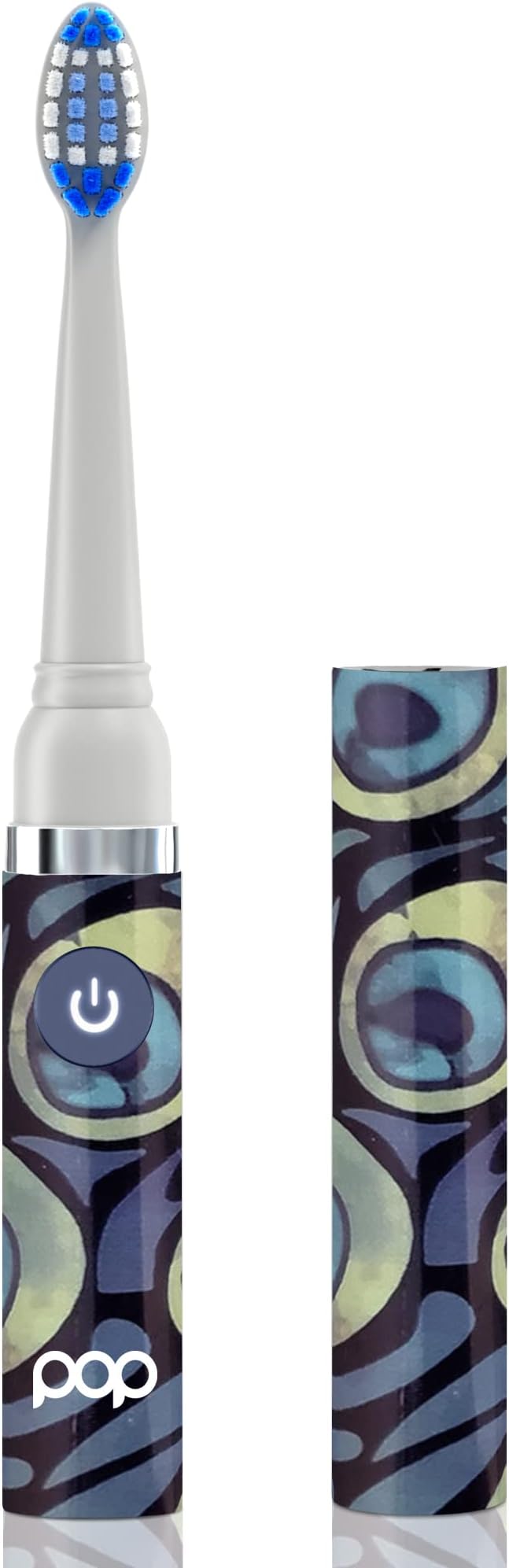 Pop Sonic Electric Toothbrush (Peacock) - Travel Toothbrushes w/AAA Battery | Kids Electric Toothbrushes with 2 Speed & 15,000-30,000 Strokes/Minute, Dupont Nylon Bristles