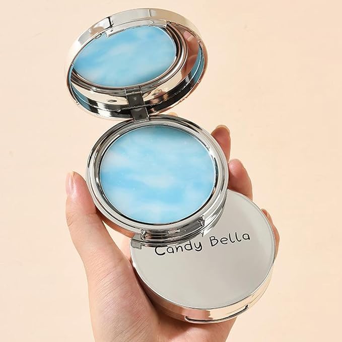 Blue Matte Powder Oil Control Face Pressed Powder Long-Lasting Makeup