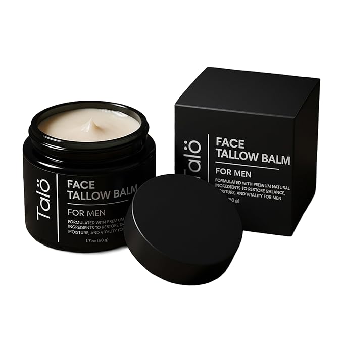 Talö Beef Tallow Moisturizer for Men | 100% Natural Grass Fed Beef Tallow for Face | Rich in Vitamins w/No Fillers & Synthetics | Anti-Aging Face Cream for Dry & Sensitive Skin | 1.7fl. oz jar