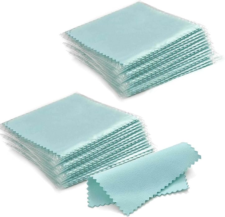 SEVENWELL 50pcs Jewelry Cleaning Cloth Pink Polishing Cloth for Sterling Silver Gold Platinum Small Polish Cloth 8x8cm