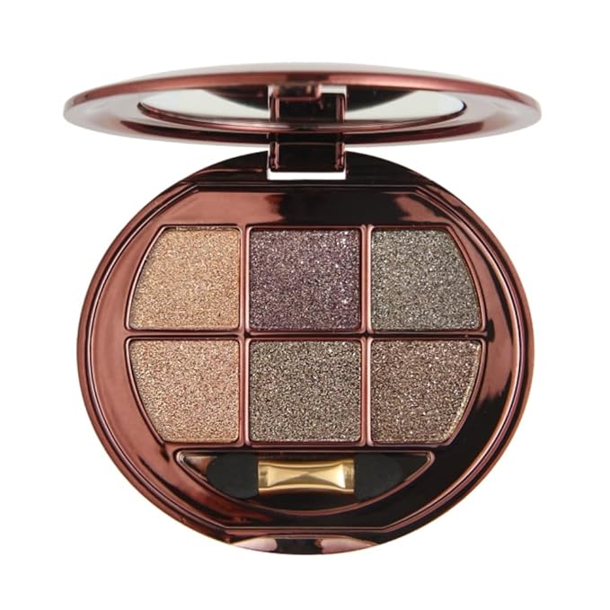 6-Color Shimmer Eyeshadow Palette, High Pigmented Metallic Sparkle Glitter Eye Shadow, Smooth Blendable Long Lasting Glow Finish for Smoky Eye, Glam Makeup, Party, Evening, Night Look, Mature Eyes
