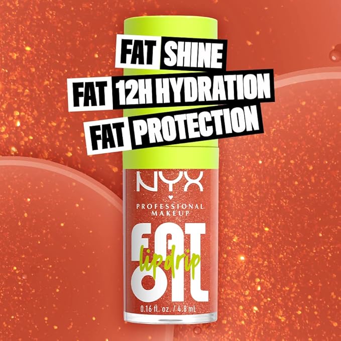 NYX PROFESSIONAL MAKEUP Fat Oil Lip Drip, Moisturizing Lip Oil Gloss, Vegan Tinted Formula, Up to 12 HR Hydration - Follow Back (Shimmering Warm Nude)