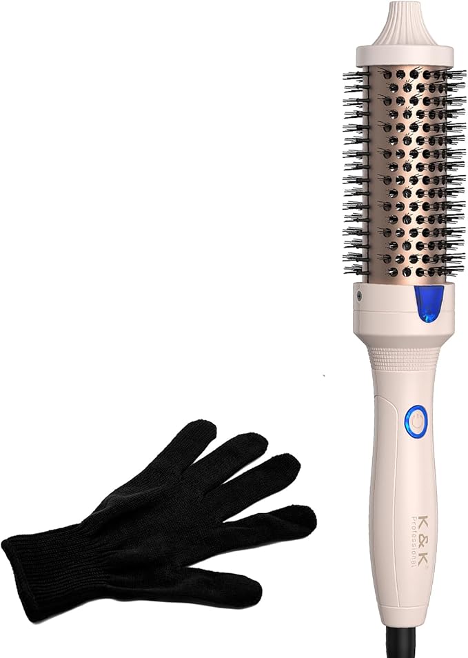 K&K Thermal Brush Blowout Express 1.5 Inch Negative Ion Thermal Round Brush Creates Blowout Look Makes Hair Shinier & Smoother Dual Voltage Easy to Use