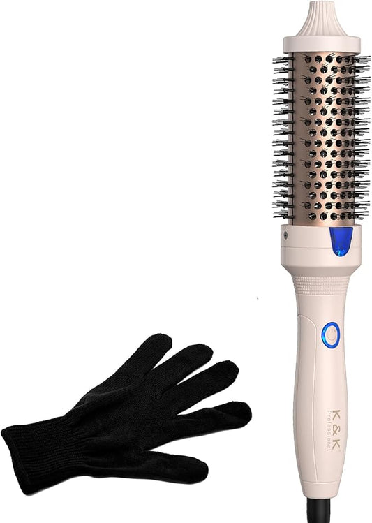 K&K Thermal Brush Blowout Express 1.5 Inch Negative Ion Thermal Round Brush Creates Blowout Look Makes Hair Shinier & Smoother Dual Voltage Easy to Use