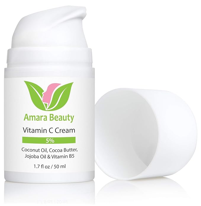 Amara Beauty Vitamin C Cream for Face with Coconut Oil, Cocoa Butter & Jojoba Oil, 1.7 fl. oz.