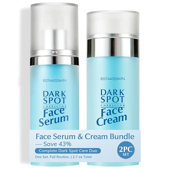 EnaSkin Dark Spot Remover Set – Serum & Cream Bundle (2-Step Brightening System) Dark Spot & Uneven Tone Care for Face & Body – For Women & Men