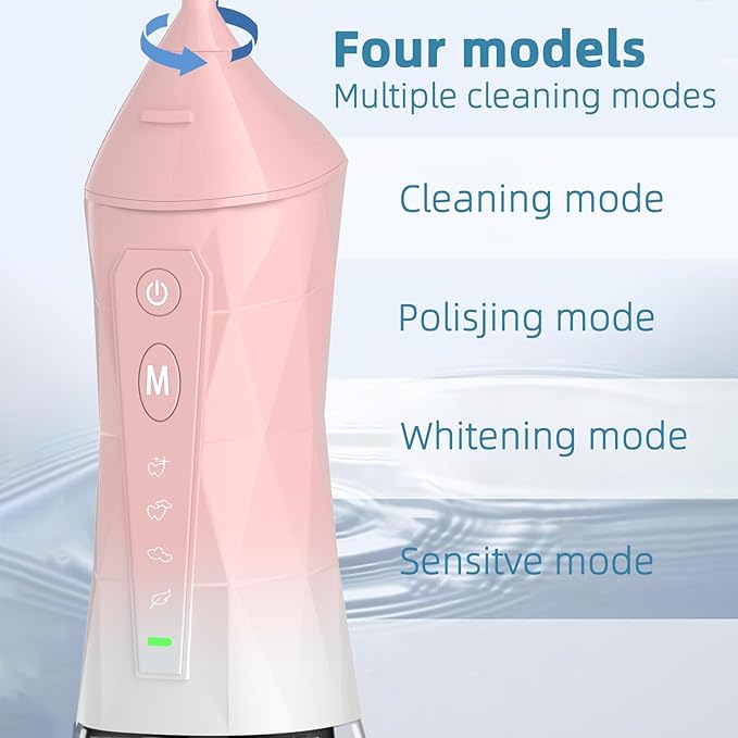 Water flosser+Electric Toothbrush Combination Set -5-Speed Sonic Electric Toothbrush, 4-Speed Portable Water flosser, Super Waterproof, a Great Gift for Friends (Pink)