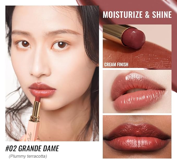 Oulac Moisturizing Shine Red Lipstick for Women, 2 in 1 Tinted Lip Balm, Hydrated Juicy and Glossy Lip Color for Dry, Cracked and Chapped Lips, Vegan 2.2g/0.07oz (02) | Moisturizing, Tinted Lip Balm