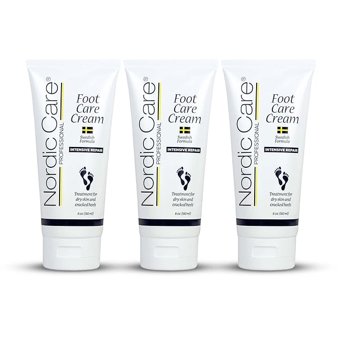 Nordic Care Foot Care Cream Intensive Repair | 10% Urea Treats Severely Dry Feet & Cracked Heels | Noticeable Results In Days 6oz. (Pack of 3)