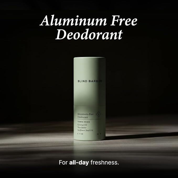 Blind Barber Aluminum Free Deodorant - 98% Naturally Derived Men's Deodorant Stick With Soothing Shea Butter & Coconut Oil - Odor-Fighting & Moisture-Absorbing Formula - Tonka Bean Scent (2.3 oz)