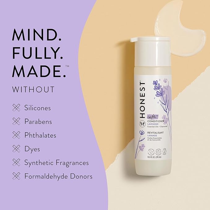 The Honest Company Silicone-Free Conditioner & 2-in-1 Cleansing Shampoo Body Wash Duo Gentle for Baby, Naturally Derived, Lavender Calm, 20 fl oz