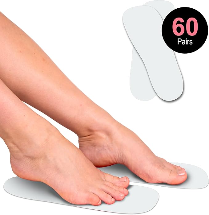 Professional 60Pairs Spray Tan Feet Pads - Disposable Foam Feet Protectors for Tanning Hygienic & Comfortable Feet for Spray Tanning - Spray Tan Foot Covers for Tanning Tent (White)
