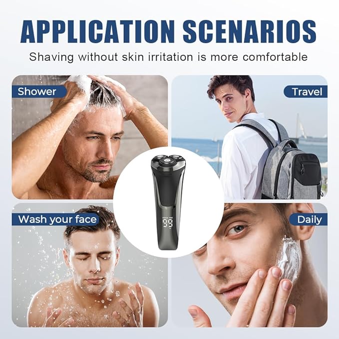 Snapbuy Electric Razor for Men, 2025 New Electric Razor 4D Rotary, Ipx7 Waterproof Electrics Razors, Wet & Dry Rechargeable Electrics Shaver LCD Display (3)