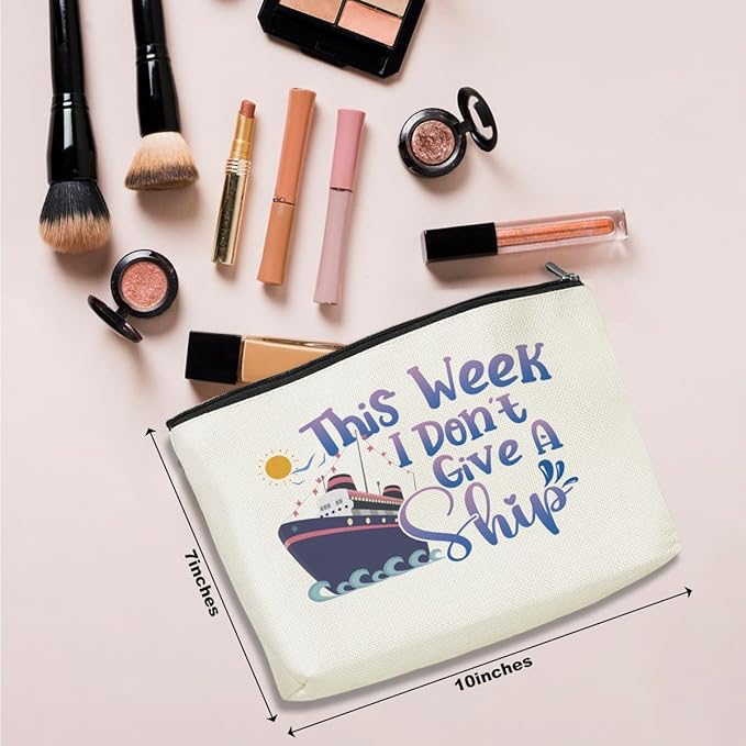 Funny Cruise Ship Cosmetic Bag Cruise Gifts Summer Vacation Cruise Trip Makeup Bag Gifts for Cruise Lovers Women Bestie Her Girls Trip Gifts Favors Makeup Pouch Bags Birthday Christmas Graduation